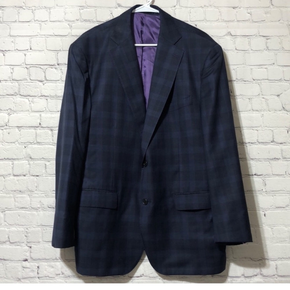 Men's Navy Checkered Blazer